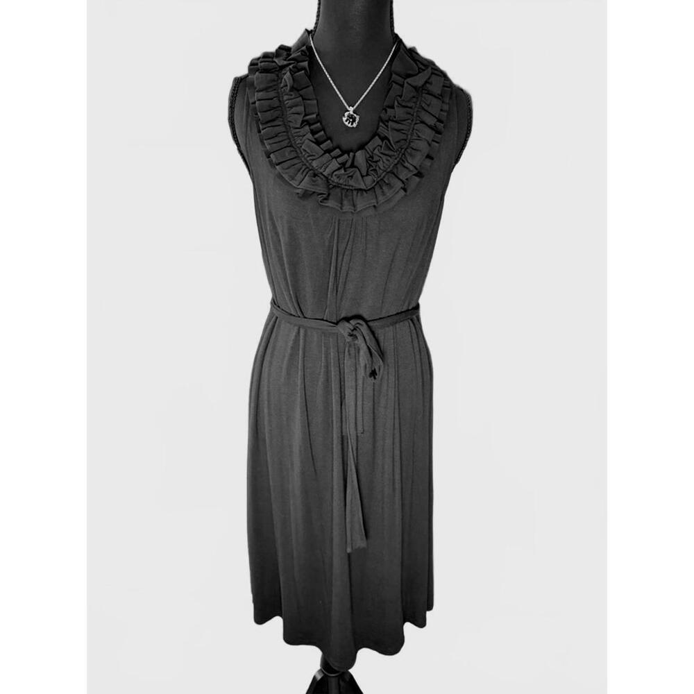 Isaac Mizrahi NWOT Midi Ruffle Belted Dress-Size XS-Black